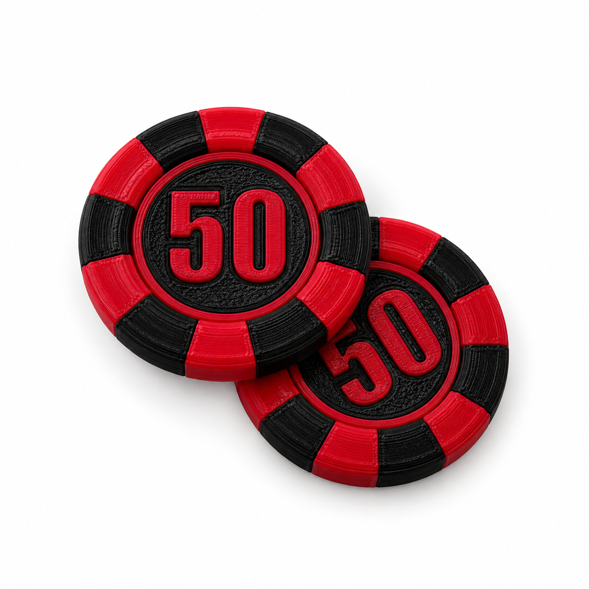 blackred 50 poker chip magnetic fidget on white