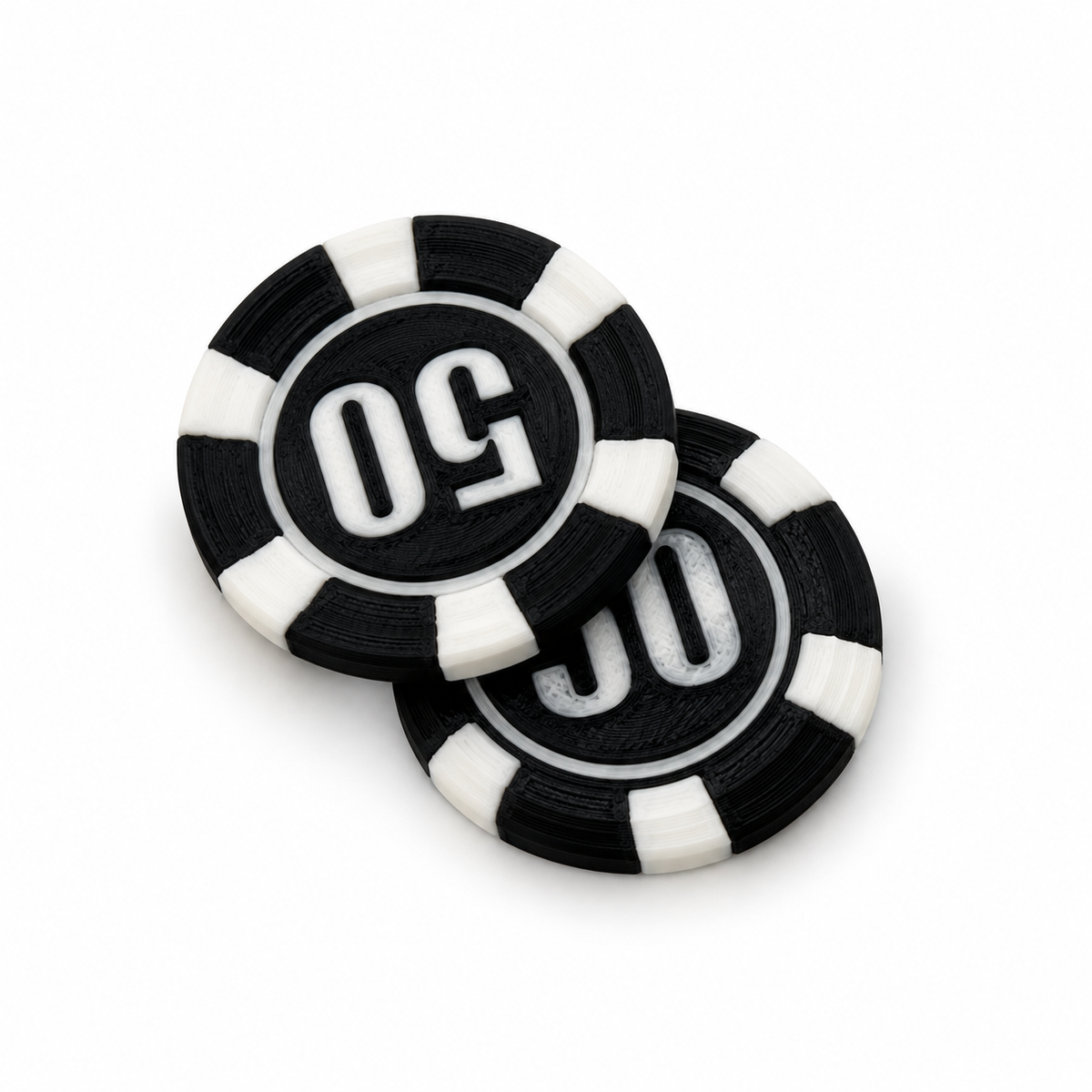 white 50 poker chip magnetic fidget on white