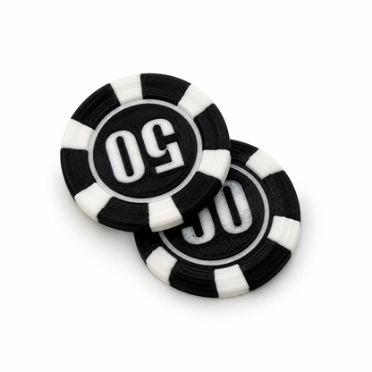 white 50 poker chip magnetic fidget on white