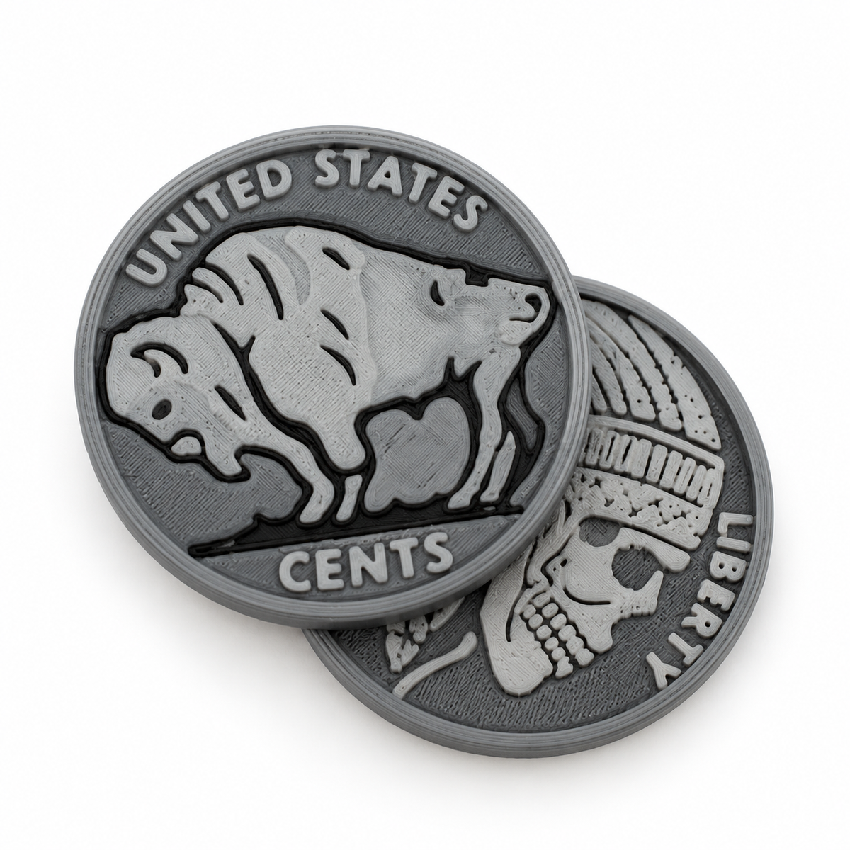 Dark Gray Light Gray Buffalo Coin Magnetic Fidget