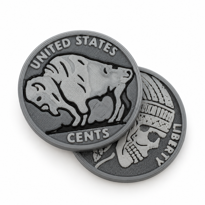 Dark Gray Light Gray Buffalo Coin Magnetic Fidget