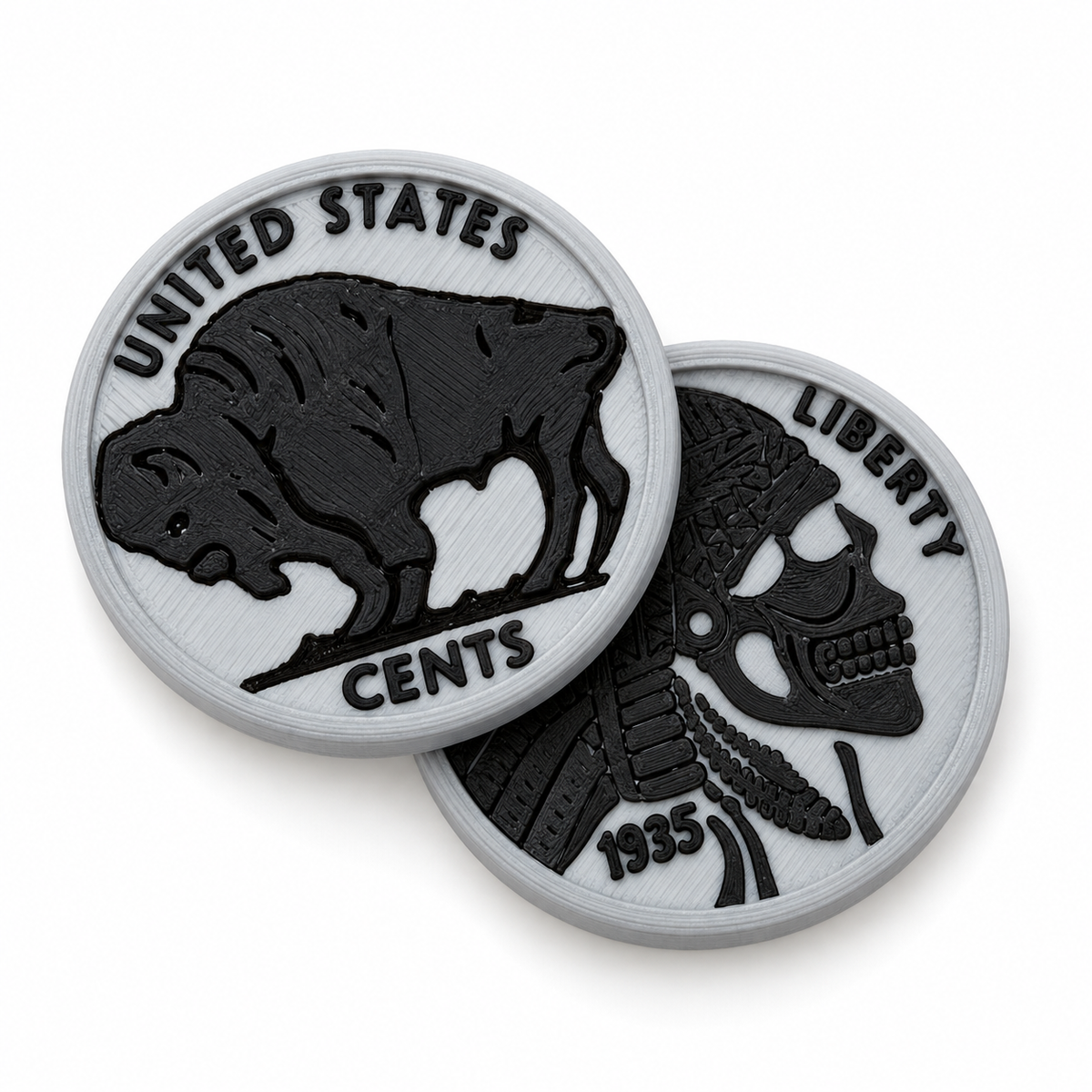 Light Gray Black Buffalo Coin Magnetic Fidget