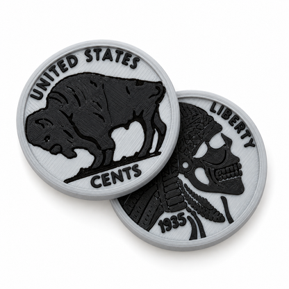 Light Gray Black Buffalo Coin Magnetic Fidget