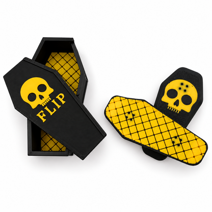 Yellow Coffin Kickflips with matching case