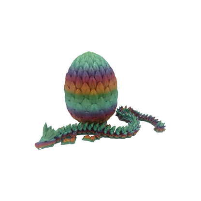 Rainbow - Scale Egg with matching 16 inch Crystal Dragon