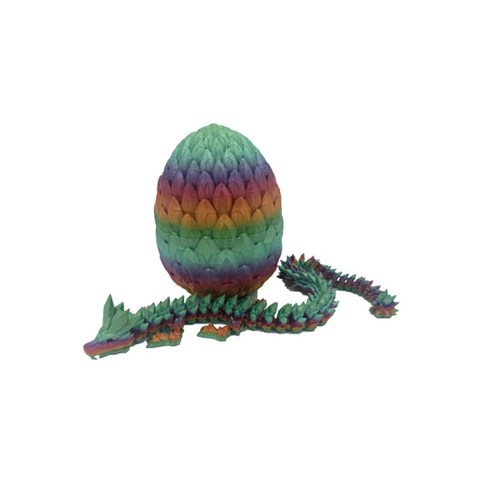 Rainbow - Scale Egg with matching 16 inch Crystal Dragon