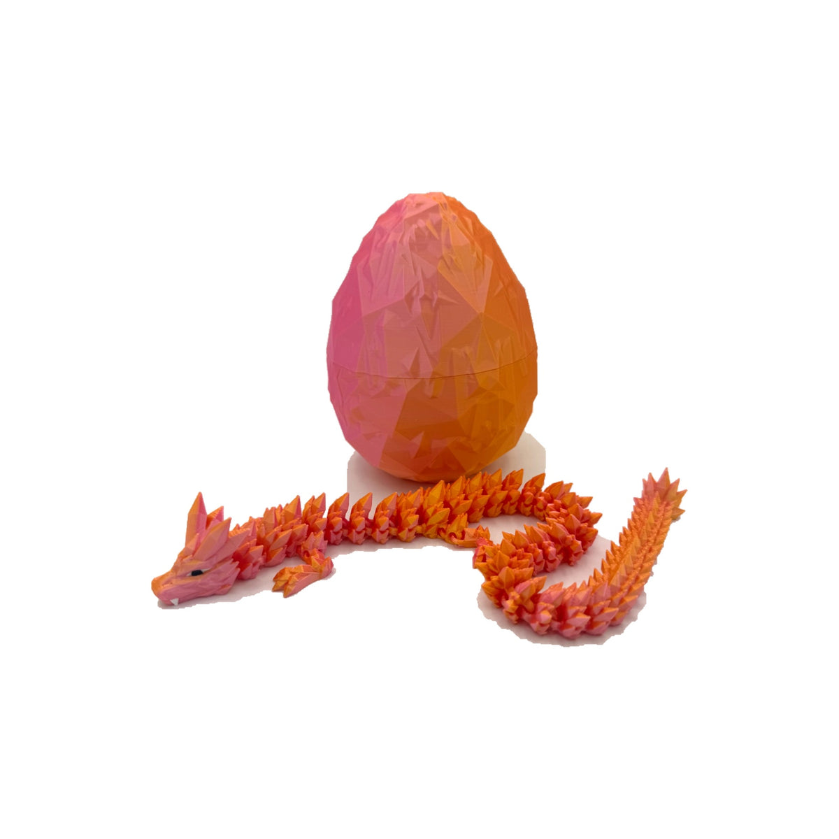 Pink / Orange - Crystal Egg with matching 16 inch Crystal Dragon