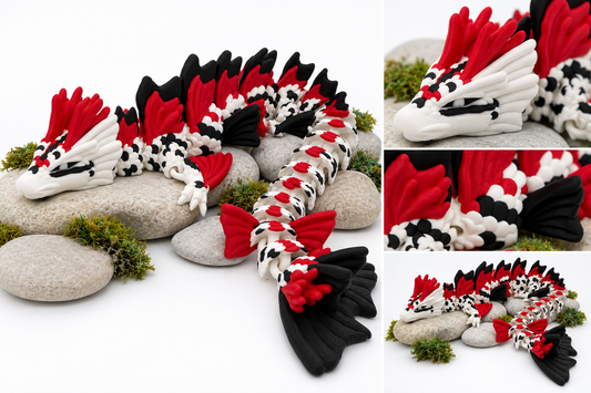 White, Red & Black Koi Dragon product and detail collage