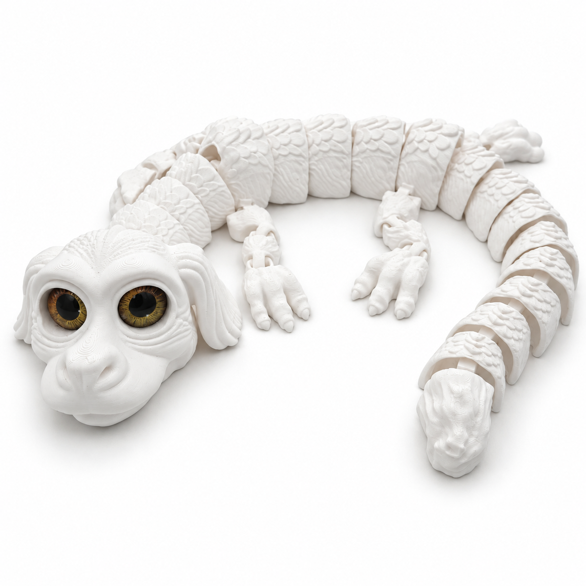 Large white articulated Luck Dragon