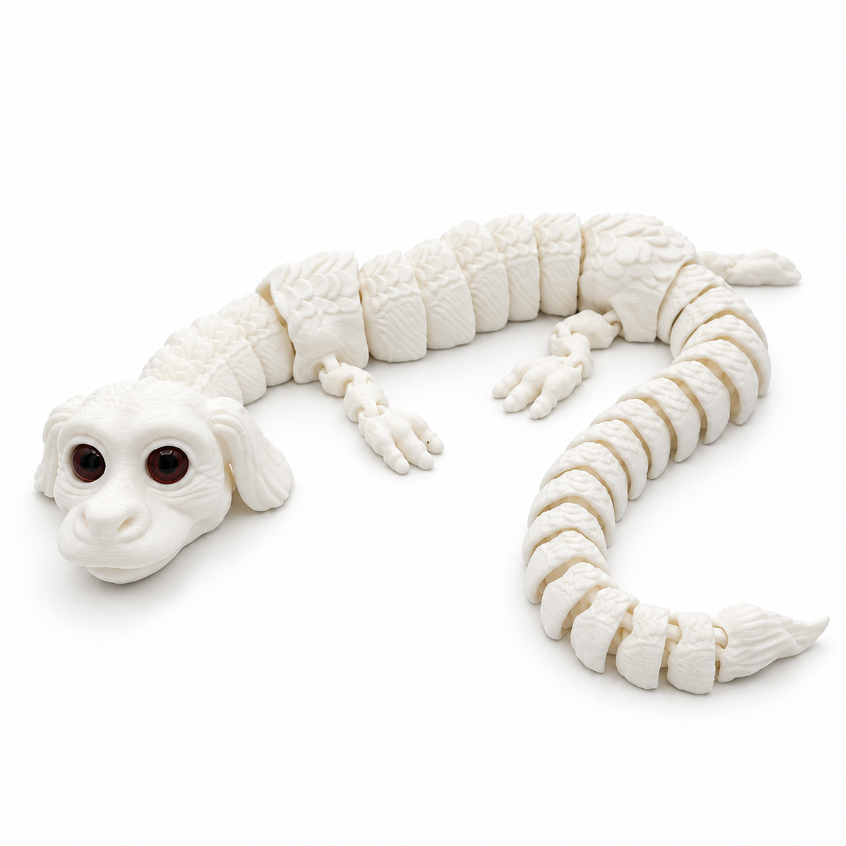 Medium white articulated Luck Dragon