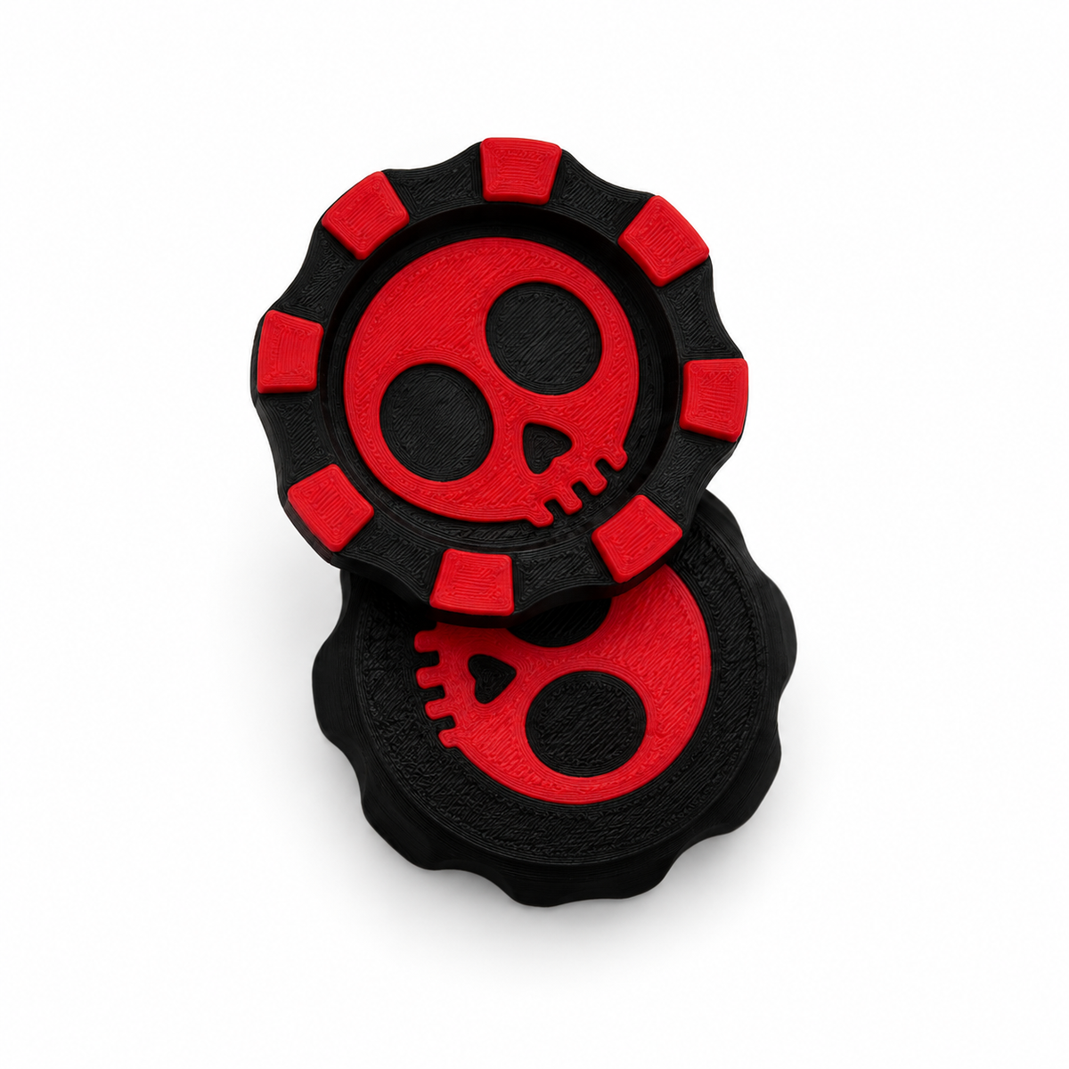 Black & Red skull poker chip magnetic fidget