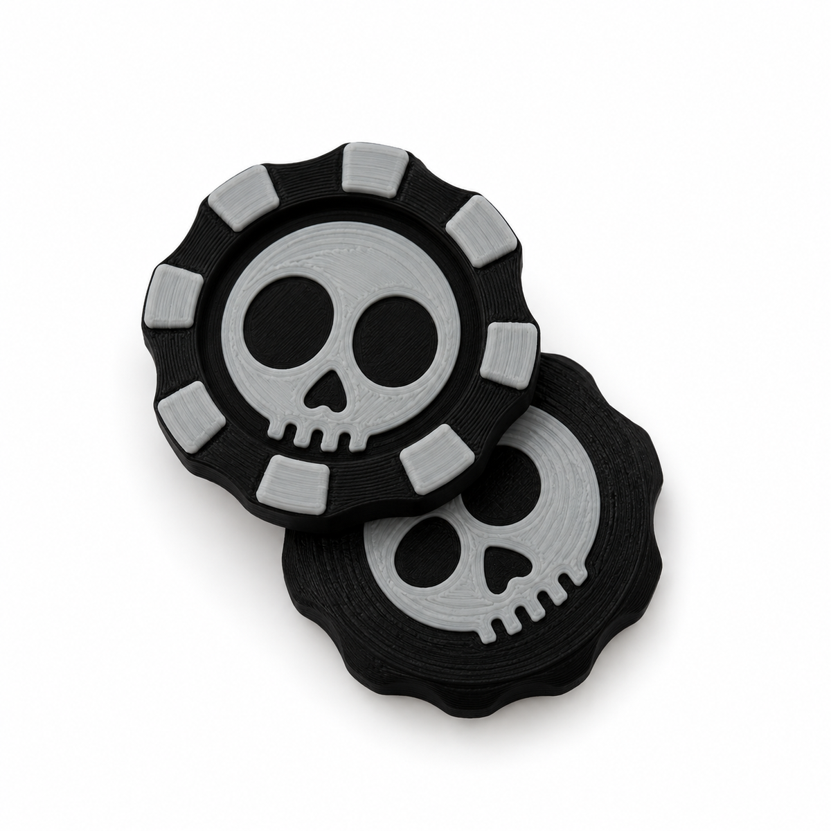 Black & Gray skull poker chip magnetic fidget