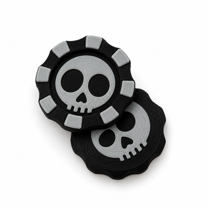Black & Gray skull poker chip magnetic fidget