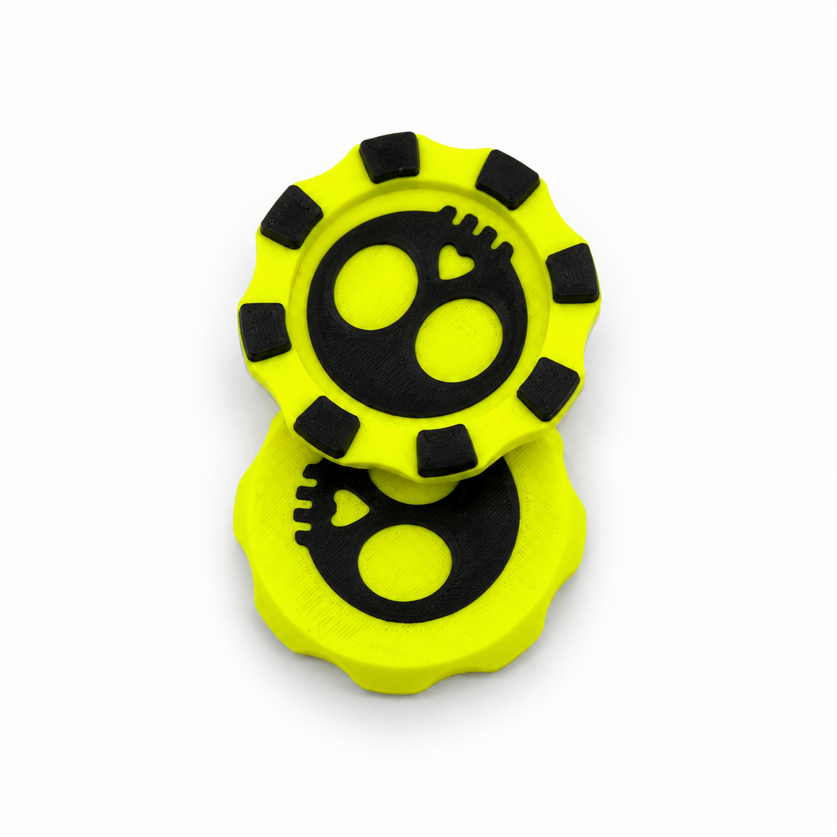 Neon Yellow & Black skull poker chip magnetic fidget