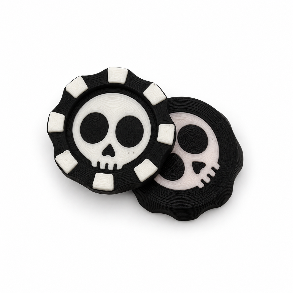 Black & White skull poker chip magnetic fidget