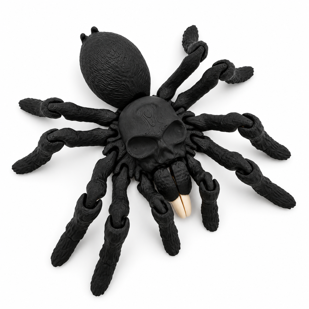 Black articulating spider on white